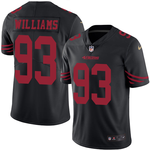 Men's Elite Ian Williams Nike Jersey Black - #93 Rush NFL San Francisco 49ers